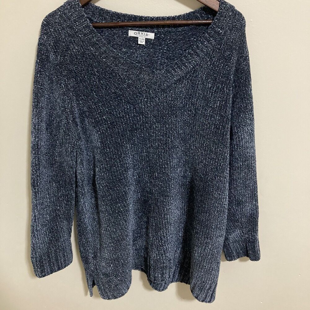 Orvis Women’s Classic Collection XXL V Neck Knit Pull Over Machine Wash chenille